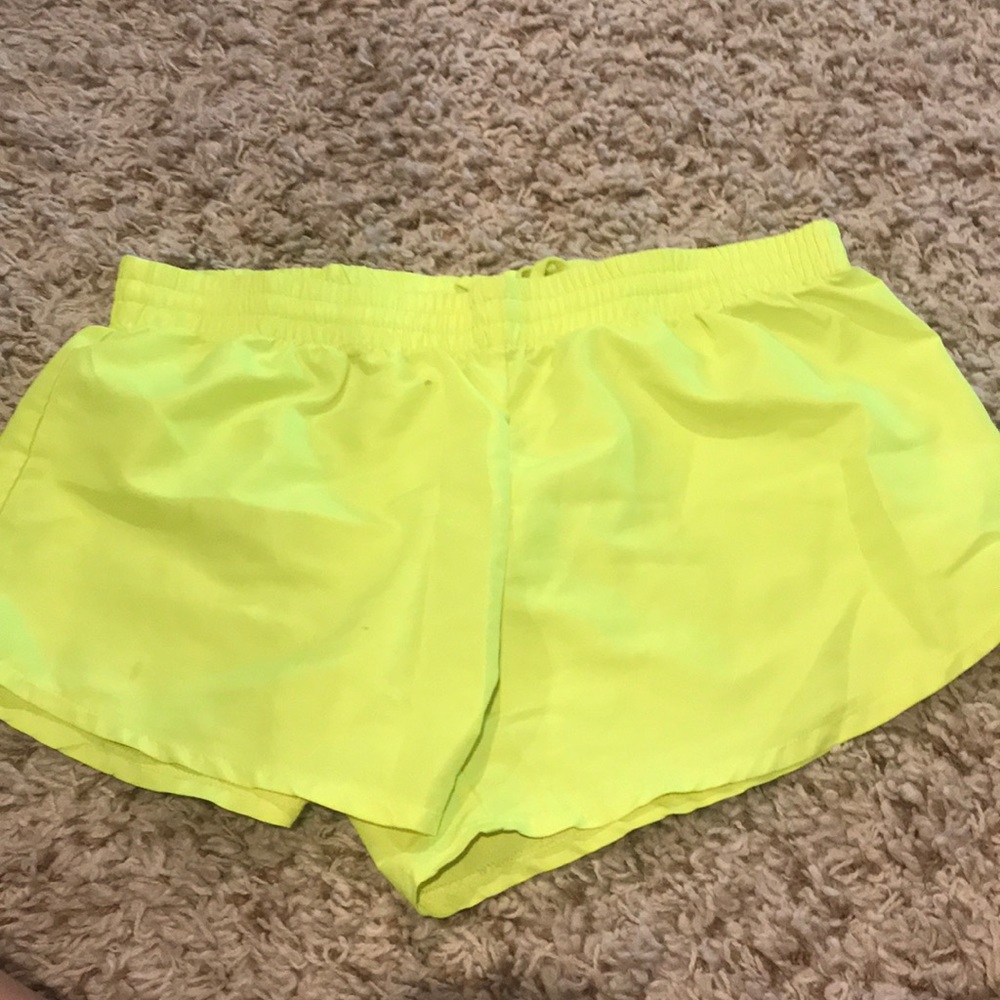 Neon yellow athletic shorts